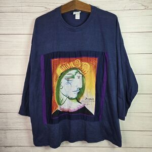 Pablo Picasso Femme Au Beret Yea Gee Vintage 90s Artwork L/S Shirt Plus Size